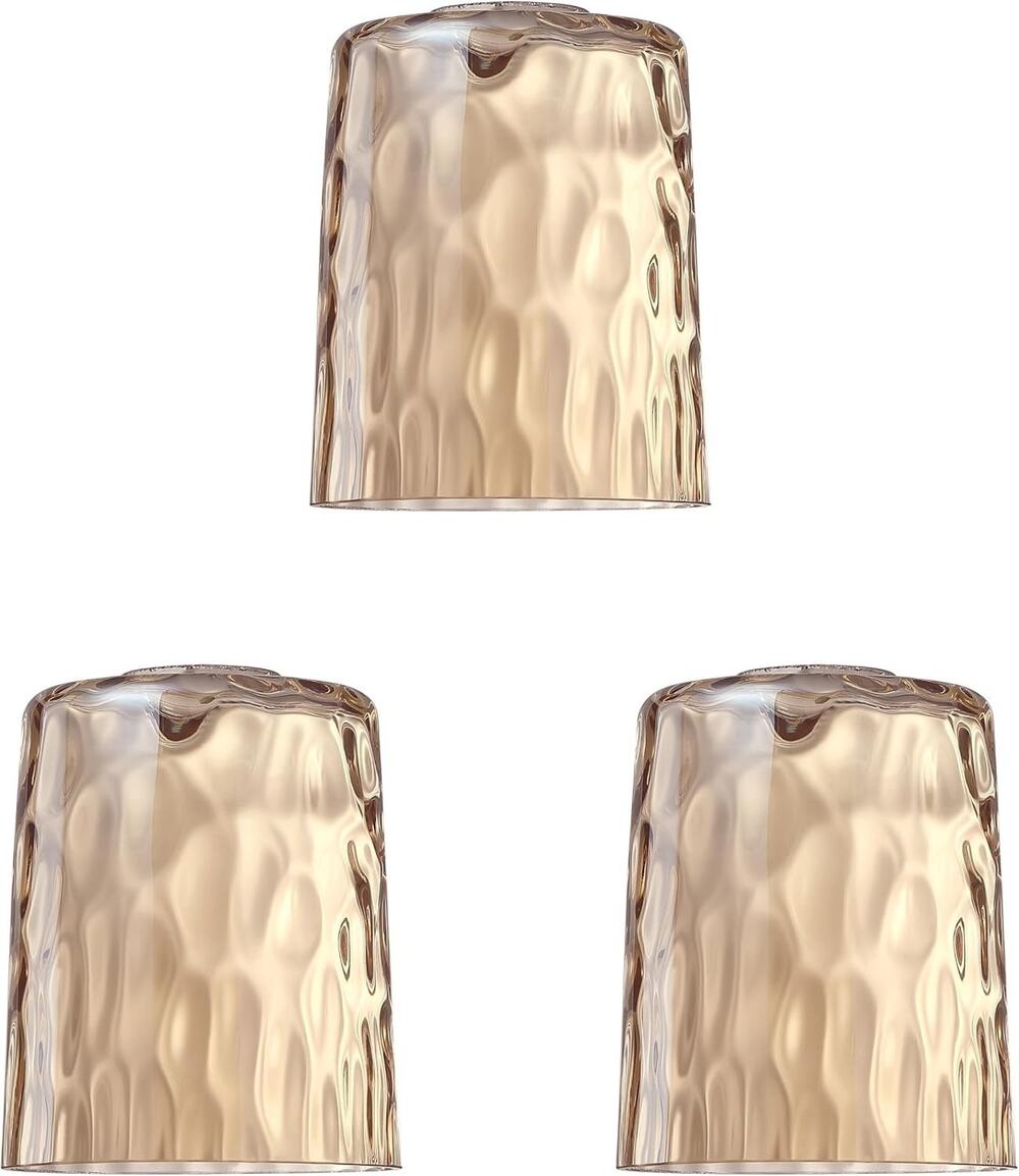 3-Pack 4.8" Textured Amber Glass Lamp Shades Replacement Light Fixture Globes